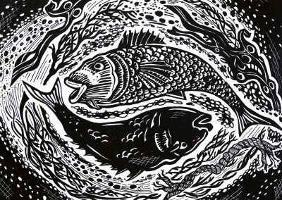 Woodcut-Fishes